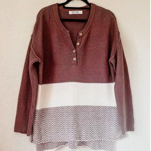 Purchased and never worn! Three Bird Nest Boho Color Block Tunic Sweater, Large